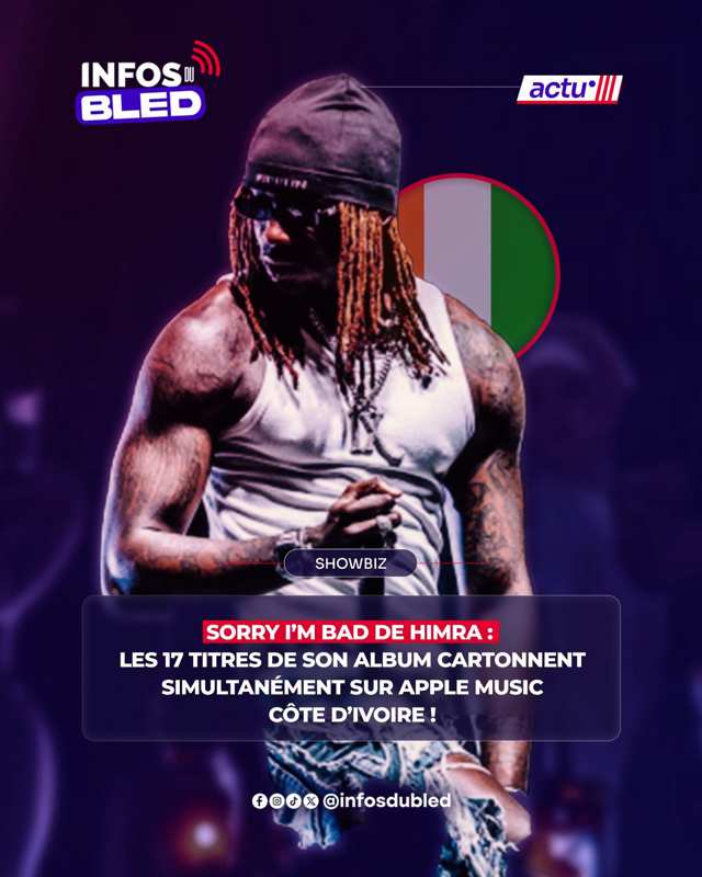 L'album « Sorry I'm Bad » de Himra domine toujours Apple Music Côte d'Ivoire